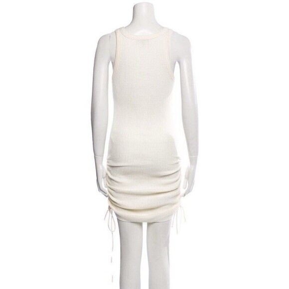 THE RANGE Jumbo Stark Waffle Knit Ruched Sides Cream Sleeveless Dress Size L NWT - Picture 3 of 8